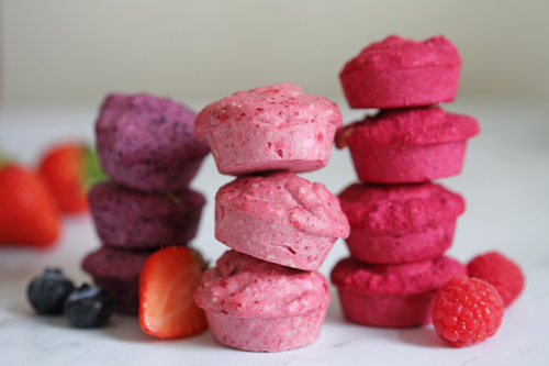 Stacks of cultured cookies with fresh fruit