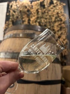 Canterbury glass with mushroom vodka in at Distillery
