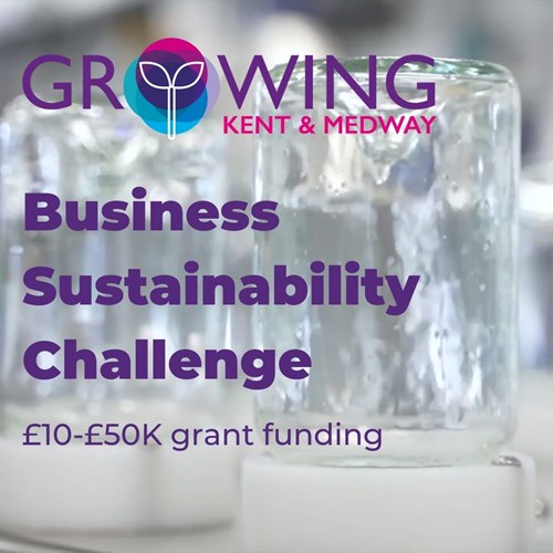 Business Sustainability Challenge. £10-£50k grant funding with glass bottles being rinsed behind