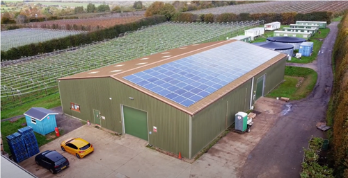 aerial view of JIB Cannon farm cold store with solar panels
